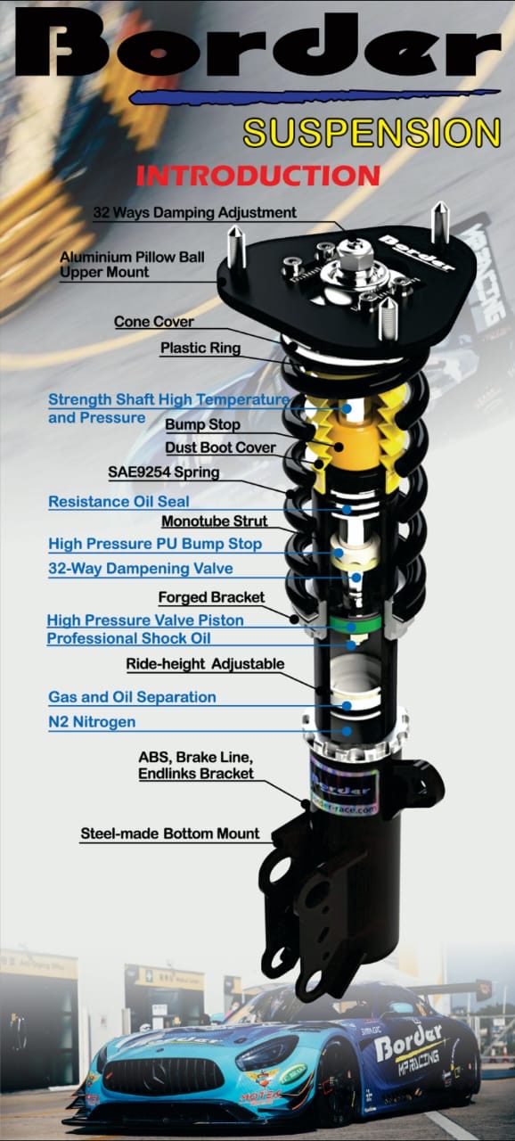 Border 2-4 Inch Long Stroke Coilovers for Porsche Cayenne 955/957 VW Touareg & Audi Q7