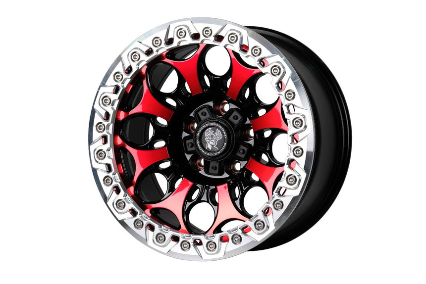 Bucks B502 Beadlock fendu usiné noir rouge