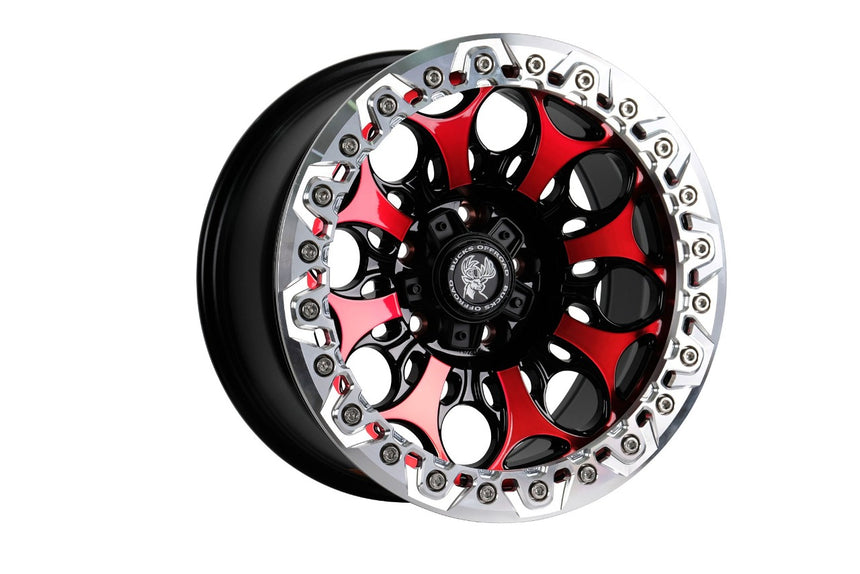 Bucks B502 Beadlock fendu usiné noir rouge