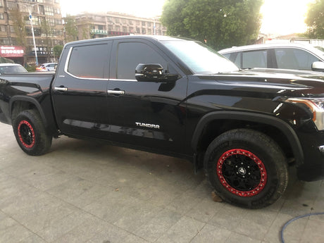 Bucks B502 Slotted Beadlock Red Black on Toyota THundra