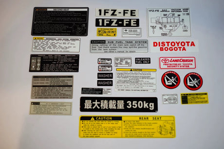 Akioverland Toyota LC80 HDJ80 Land Cruiser 80 Original factory labels