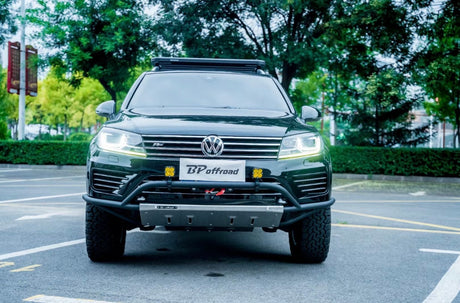 Akioverland Gen 2 T3 VW Touareg T3 with BP Offroad tubular bumper with roof rack, roof top box, rear bumper